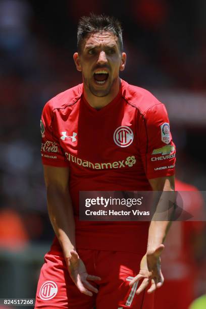 Gabriel Hauche of Toluca reacts during the 2nd round match between Toluca and Leon as part of the Torneo Apertura 2017 Liga MX at Nemesio Diez...