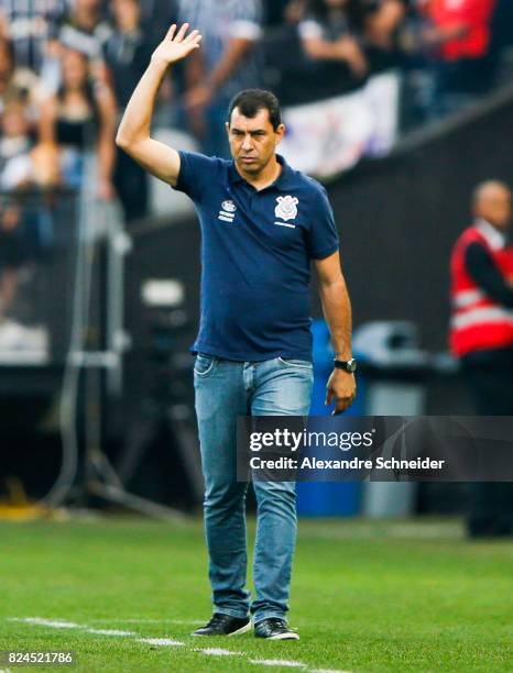 Fabio Carille, head coach of Corinthians in action during the match between Corinthians and Flamengo for the Brasileirao Series A 2017 at Arena...