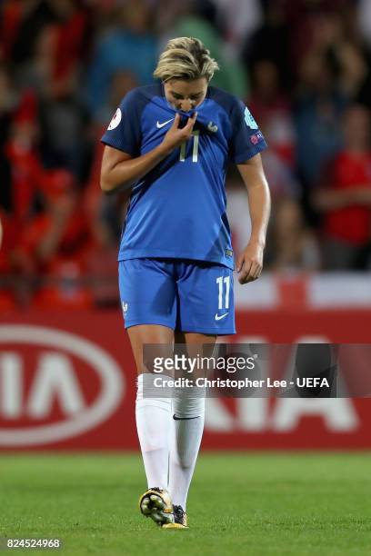 Claire Lavogez of France is dejected after the UEFA Women's Euro 2017 Quarter Final match between France and England at Stadion De Adelaarshorst on...
