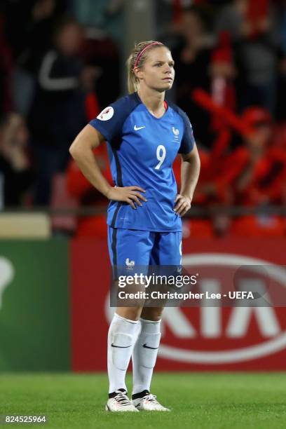 Eugenie Le Sommer of France is dejected after the UEFA Women's Euro 2017 Quarter Final match between France and England at Stadion De Adelaarshorst...