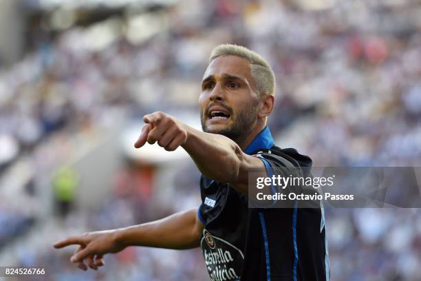 Andone of RC Deportivo La Coruna reacts during the Pre-Season Friendly match between FC Porto and RC Deportivo La Coruna at Estadio do Dragao on July...