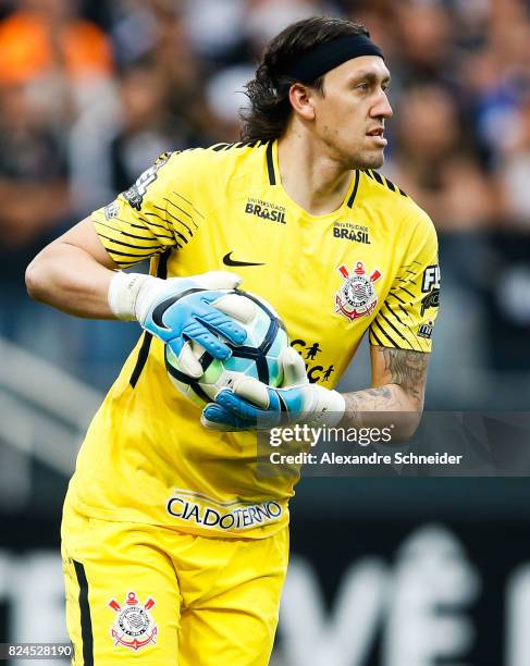 Cassio of Corinthians in action during the match between Corinthians and Flamengo for the Brasileirao Series A 2017 at Arena Corinthians Stadium on...