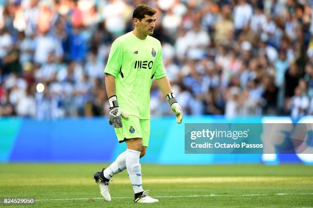 Iker Casillas of FC Porto in action during the Pre-Season Friendly match between FC Porto and RC Deportivo La Coruna at Estadio do Dragao on July 30,...