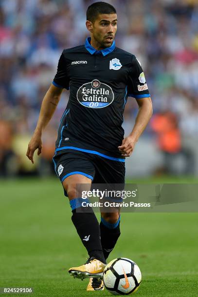 Juanfran of RC Deportivo La Coruna in action during the Pre-Season Friendly match between FC Porto and RC Deportivo La Coruna at Estadio do Dragao on...