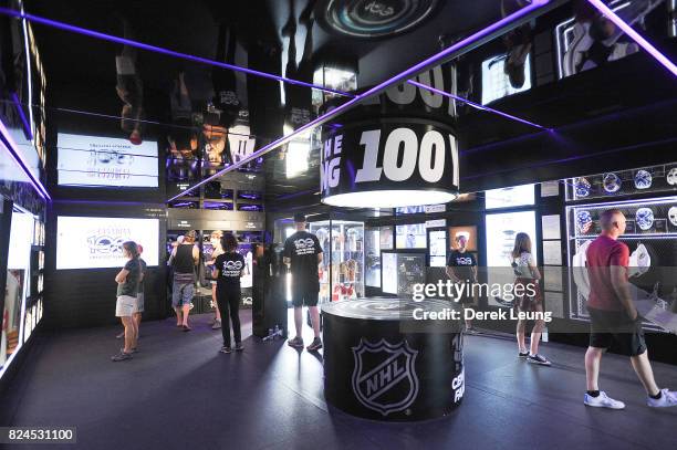 An interior view of the Centennial Fan Arena Museum in Banff for the NHL Centennial Fan Arena tour stop on July 30, 2017 in Banff, Alberta, Canada.