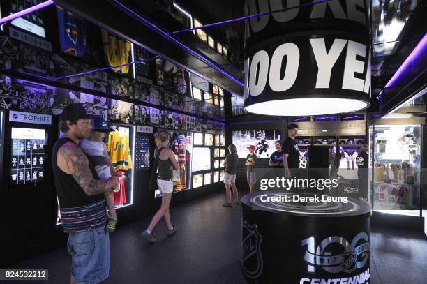 An interior view of the Centennial Fan Arena Museum in Banff for the NHL Centennial Fan Arena tour stop on July 30, 2017 in Banff, Alberta, Canada.