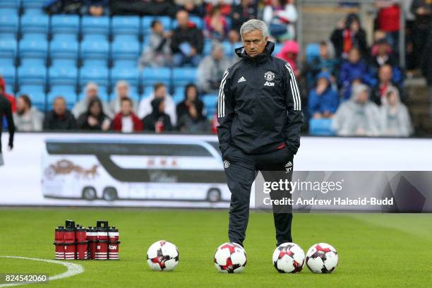 Jose Mourinho, the manager of Manchester United, before the game today between Valerenga and Manchester United at Ullevaal Stadion on July 30, 2017...