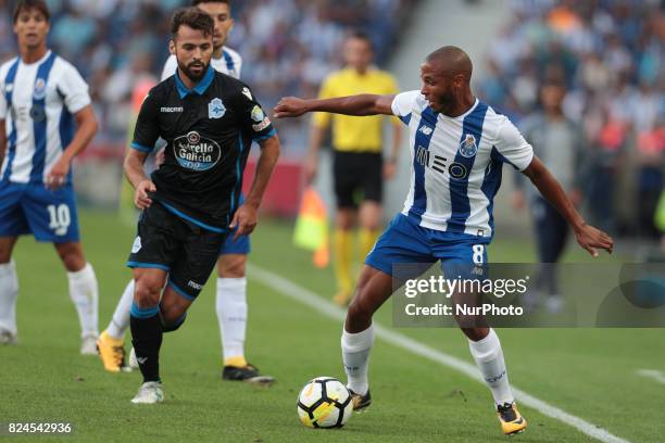 Porto's Algerian forward Yacine Brahimi during the pre-season friendly between FC Porto and Deportivo da Corunha, at Dragao Stadium on July 30, 2017...