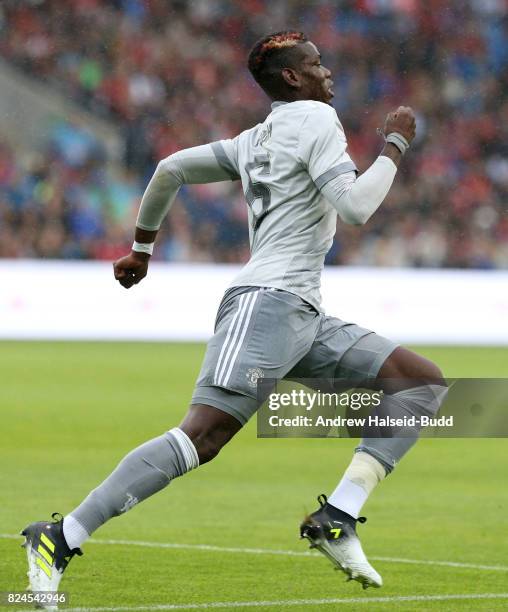 Paul Pogba of Manchester United in action against Valerenga today at Ullevaal Stadion on July 30, 2017 in Oslo, Norway.