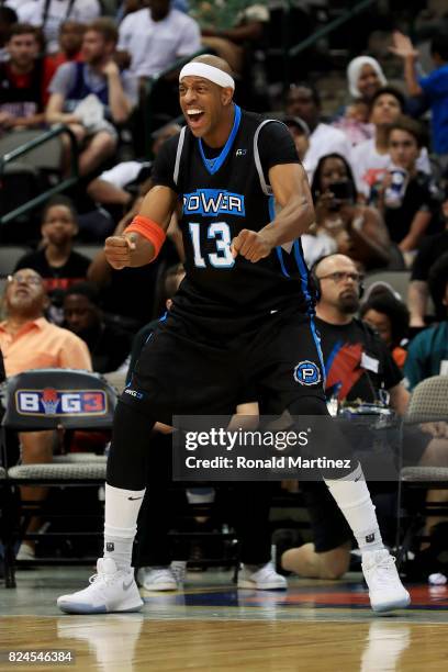 Jerome Williams of Power reacts during the game against 3's Company during week six of the BIG3 three on three basketball league at American Airlines...