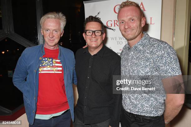 Philip Treacy, Sir Matthew Bourne and Matt Cain attend a drinks reception celebrating 'Gala For Grenfell', a special gala bringing together a host of...