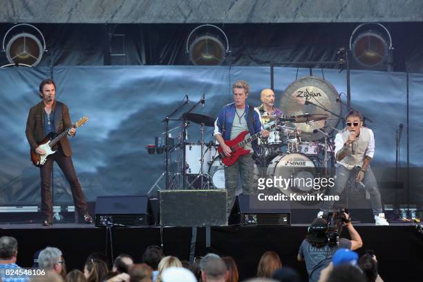 Jonathan Cain, Ross Valory, Steve Smith and Arnel Pineda of Journey perform onstage during The Classic East - Day 2 at Citi Field on July 30, 2017 in...