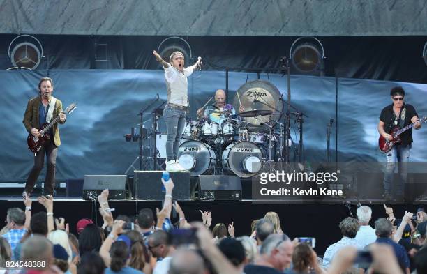 Jonathan Cain, Arnel Pineda, Steve Smith and Neal Schon of Journey perform onstage during The Classic East - Day 2 at Citi Field on July 30, 2017 in...