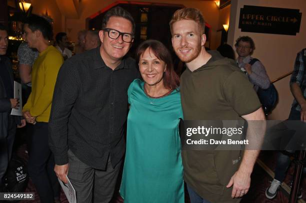 Sir Matthew Bourne, director Arlene Phillips and Neil Jones attend a drinks reception celebrating 'Gala For Grenfell', a special gala bringing...