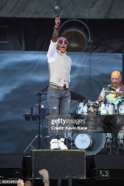 Arnel Pineda and Steve Smith of Journey performs onstage during The Classic East - Day 2 at Citi Field on July 30, 2017 in New York City.