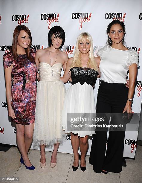 Actresses Emma Stone, Rumer Willis, Anna Faris and Katharine McPhee attend the premiere of "The House Bunny" at the Hearst Tower on August 18, 2008...