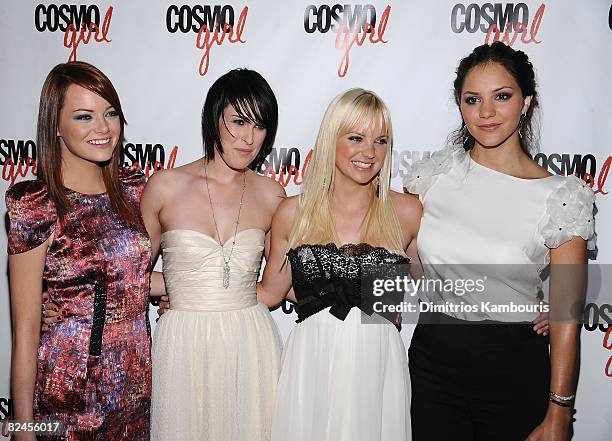 Actresses Emma Stone, Rumer Willis, Anna Faris and Katharine McPhee attend the premiere of "The House Bunny" at the Hearst Tower on August 18, 2008...