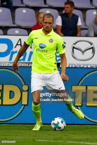 Steven Ruprecht of Wehen Wiesbaden during the 3. Liga match between VfL Osnabrueck and SV Wehen Wiesbaden at Bremer Bruecke on July 28, 2017 in...