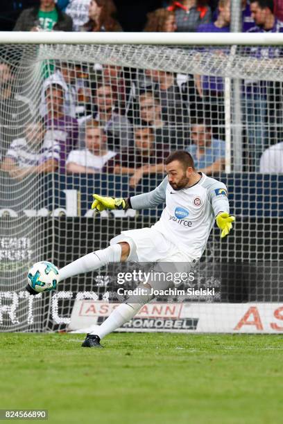 Markus Kolke of Wehen Wiesbaden during the 3. Liga match between VfL Osnabrueck and SV Wehen Wiesbaden at Bremer Bruecke on July 28, 2017 in...