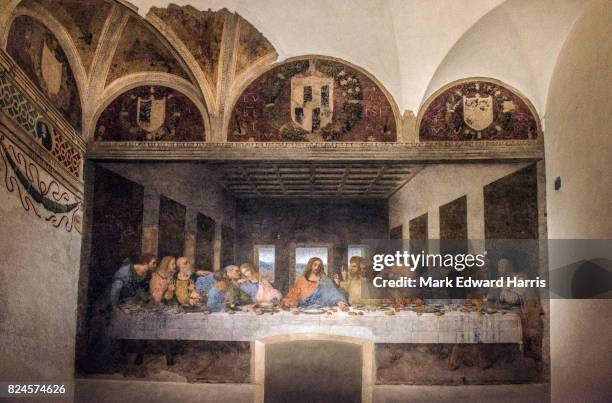 the last supper, milan, italy - the last supper painting stock pictures, royalty-free photos & images