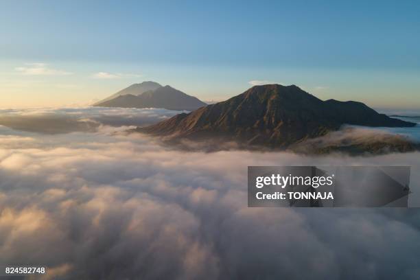 the aerial view of mount batur bali, indonesia - kintamani stock pictures, royalty-free photos & images