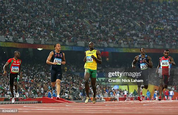 Kim Collins of Saint Kitts and Nevis, Wallace Spearmon of the United States, Usain Bolt of Jamaica, Shawn Crawford of the United States and Brendan...