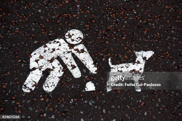 pick up your dog's poop sign on the floor at bundoran, county donegal, ireland - bundoran donegal stock pictures, royalty-free photos & images
