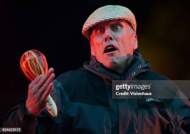 Bez of Happy Mondays performs with the band on the main stage at Kendal Calling Festival at Lowther Deer Park on July 28, 2017 in Kendal, England.