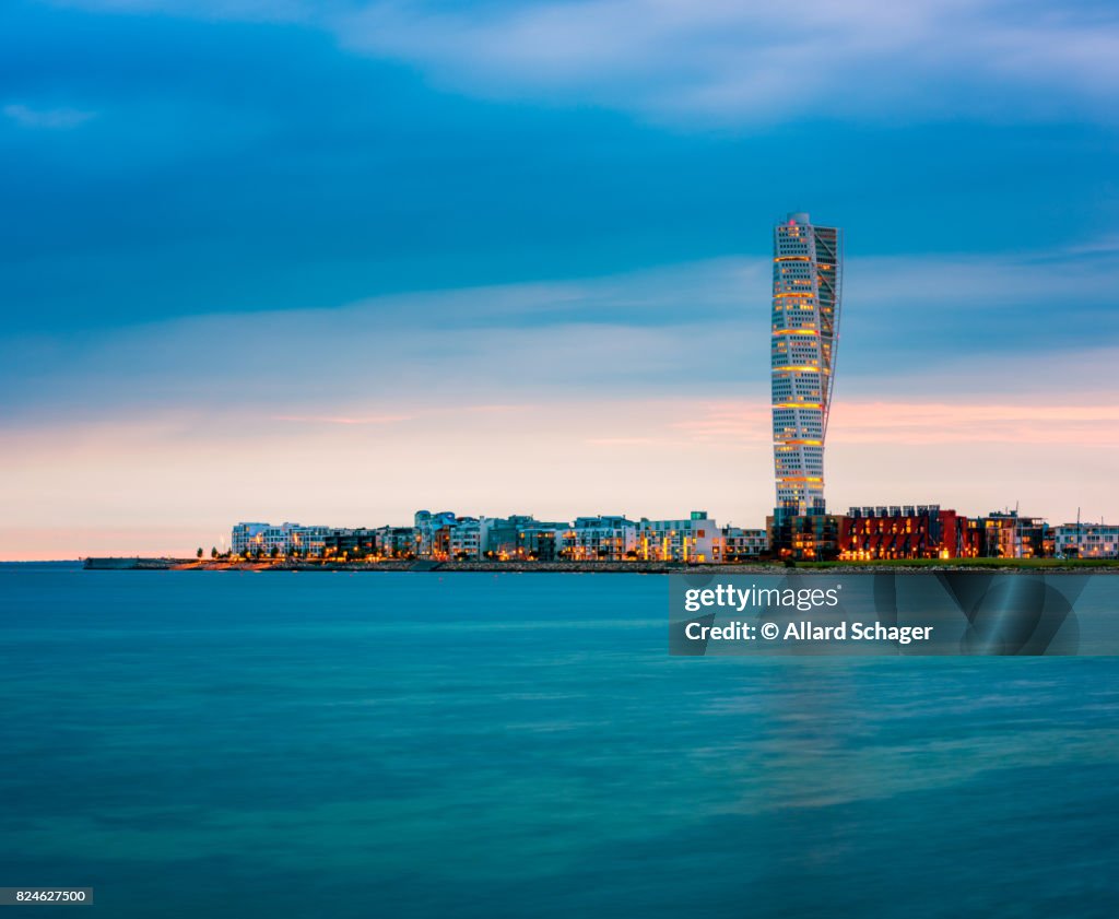 Skyline of Malmo Sweden with Famous Turning Torso Building