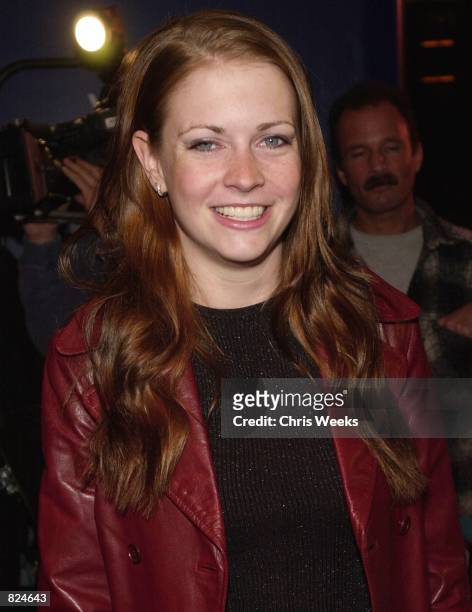 Actress Melissa Joan Hart arrives at the Los Angeles opening of "Mamma Mia!" February 26, 2001 at the Shubert Theatre in Century City, CA.
