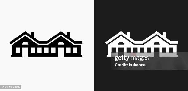 condos icon on black and white vector backgrounds - condos stock illustrations