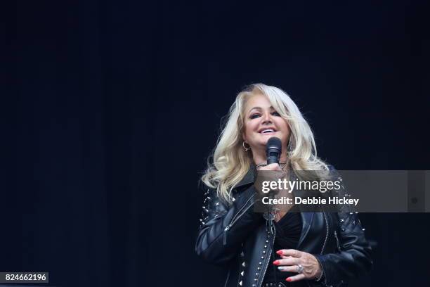 Bonnie Tyler performs on stage at Punchestown Music Festival at Punchestown Racecourse on July 30, 2017 in Naas, Ireland.