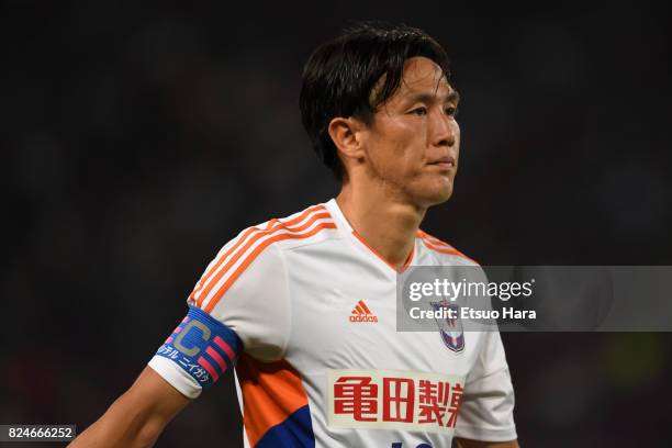 Kisho Yano of Albirex Niigata looks on during the J.League J1 match between FC Tokyo and Albirex Niigata at Ajinomoto Stadium on July 30, 2017 in...