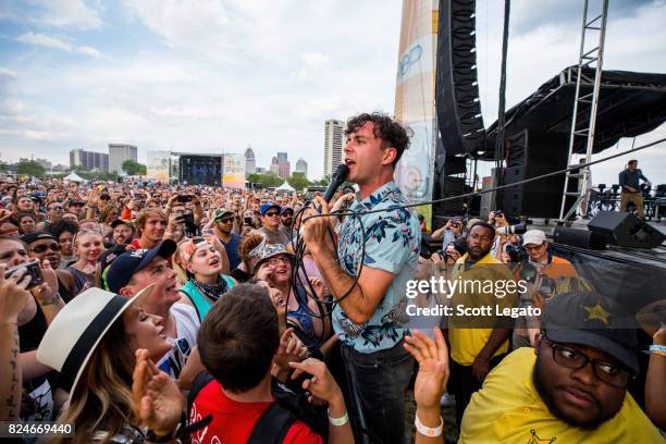 Max Kerman of the Arkells performs during day 2 of the Mo Pop Festival at Detroit Riverfront on July 30, 2017 in Detroit, Michigan.