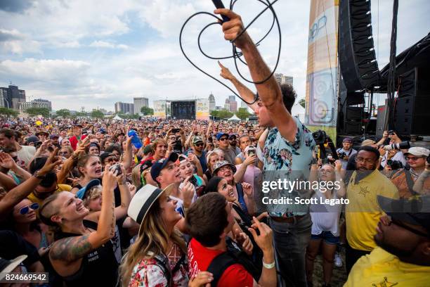 Max Kerman of the Arkells performs during day 2 of the Mo Pop Festival at Detroit Riverfront on July 30, 2017 in Detroit, Michigan.