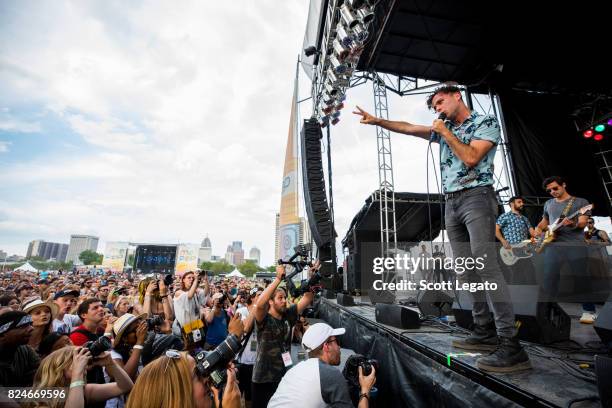 Max Kerman of the Arkells performs during day 2 of the Mo Pop Festival at Detroit Riverfront on July 30, 2017 in Detroit, Michigan.