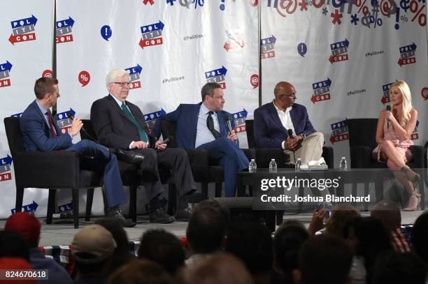 John Phillips, Dennis Prager, David Frum, Michael Steele, and Tomi Lahren at the 'Now What, Republicans?' panel during Politicon at Pasadena...
