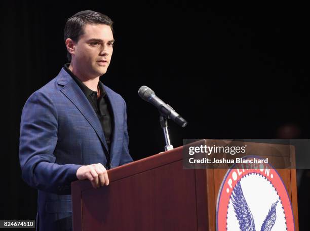 Ben Shapiro at the 'Cenk Uygur vs. Ben Shapiro' panel during Politicon at Pasadena Convention Center on July 30, 2017 in Pasadena, California.