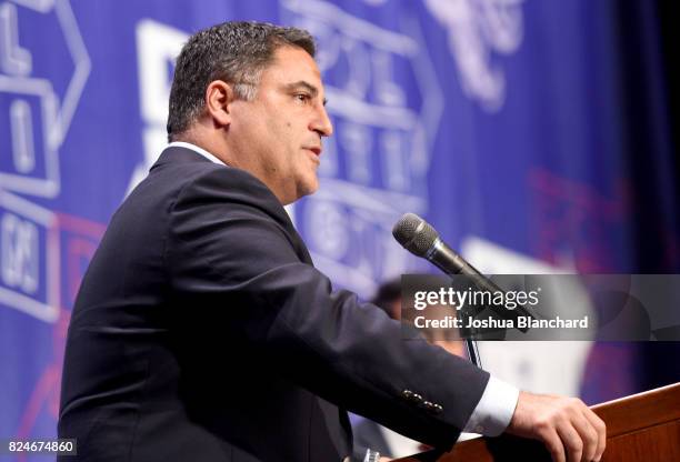 Cenk Uygur at the 'Cenk Uygur vs. Ben Shapiro' panel during Politicon at Pasadena Convention Center on July 30, 2017 in Pasadena, California.