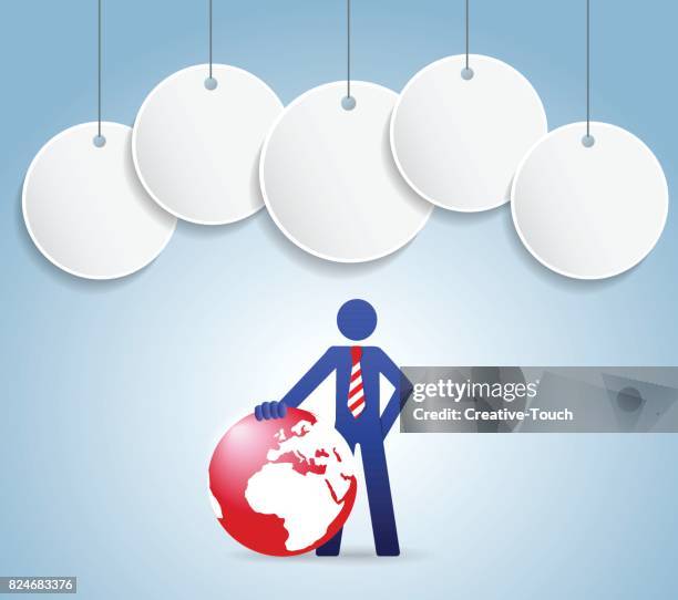 businessman globe concept - man checking in stock illustrations