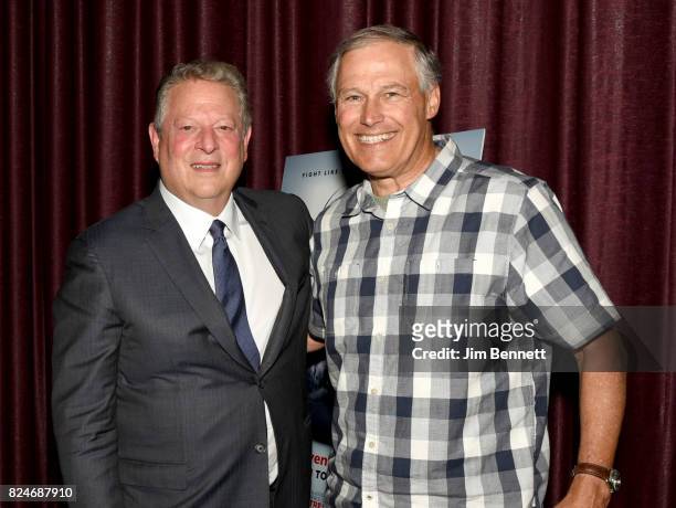 Former Vice President Al Gore and Governor of Washington Jay Inslee attend a special screening of 'An Inconvenient Sequel: Truth to Power' at SIFF...