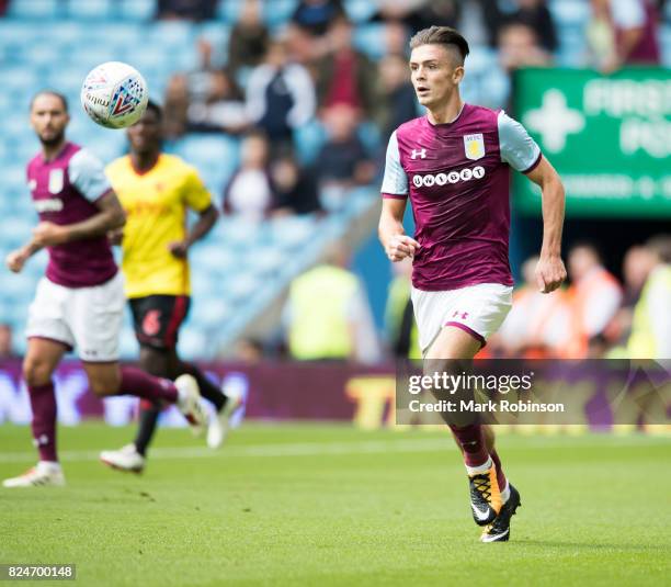 Jack Grealish of Aston Villa during the pre season friendly match between Aston Villa and Watford at Villa Park on July 29, 2017 in Birmingham,...