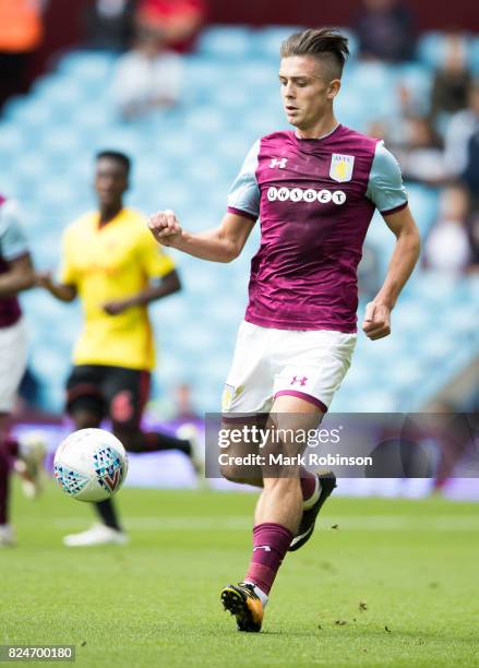 Jack Grealish of Aston Villa during the pre season friendly match between Aston Villa and Watford at Villa Park on July 29, 2017 in Birmingham,...