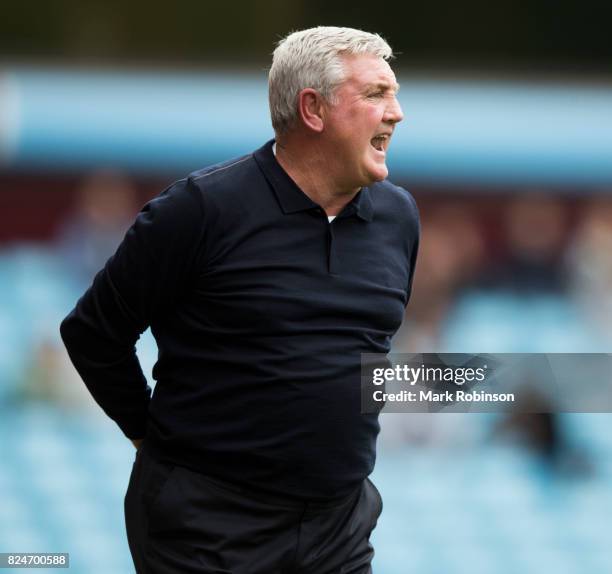 Manager of Aston Villa Steve Bruce during the pre season friendly match between Aston Villa and Watford at Villa Park on July 29, 2017 in Birmingham,...