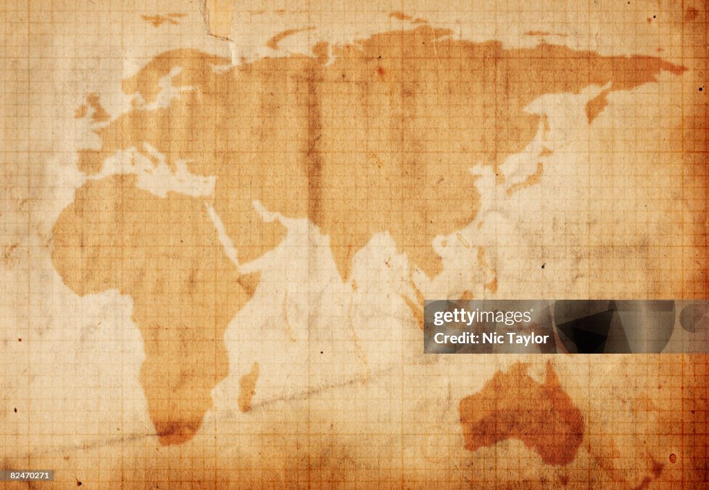 Vintage Map - Africa, Asia, Europe, Australia