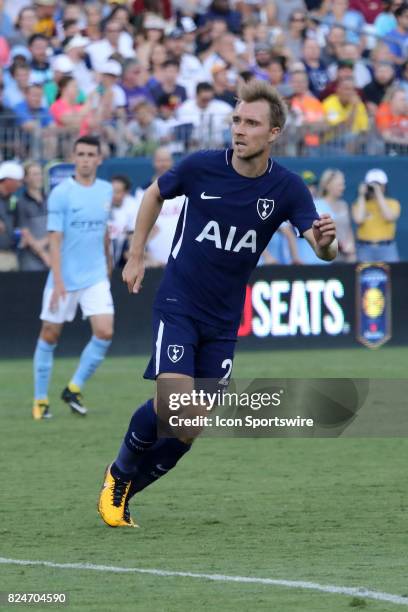 Tottenham Hotspur midfielder Christian Eriksen during the game between Manchester City and Tottenham Hotspur. Manchester City defeated Tottenham by...