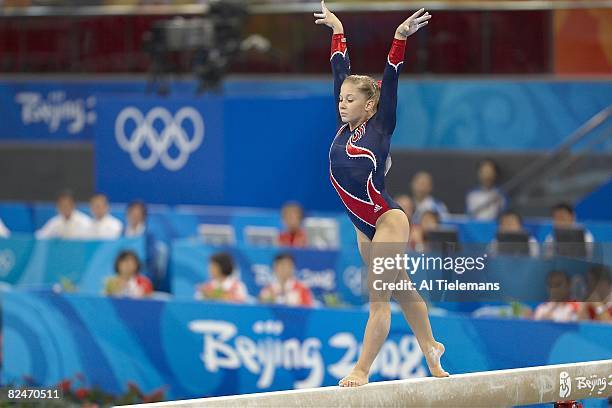 Summer Olympics: USA Shawn Johnson in action during gold medal win in Women's Balance Beam Final at National Indoor Stadium. Beijing, China 8/19/2008...