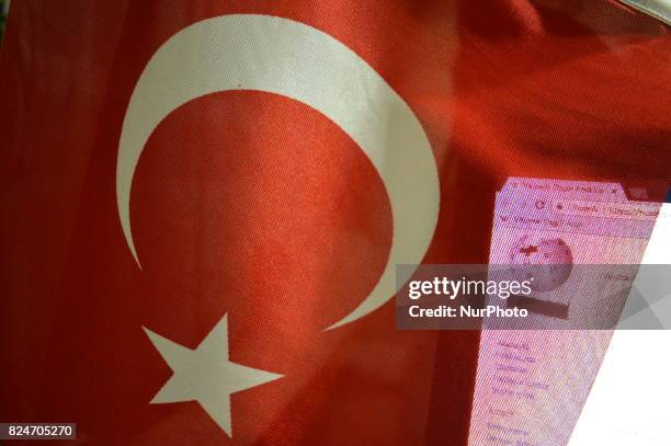 In this photo illustration, a blocked Wikipedia page and a Turkish National flag are seen together in Ankara, Turkey on July 31, 2017. On April 29,...