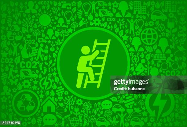 ladder of success environment green vector icon pattern - guy changing lightbulb stock illustrations