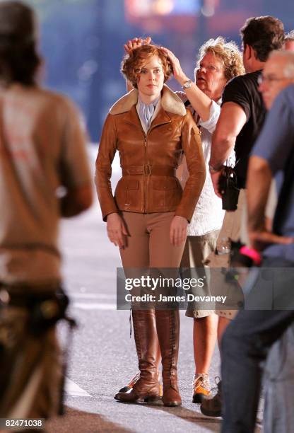 Actress Amy Adams on location for "Night at the Museum 2: Battle of the Smithsonian" at the Natural Museum of History on August 18, 2008 in New York...